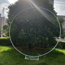 Load image into Gallery viewer, wedding props birthday party decor wrought iron circle round ring arch backdrop arch lawn artificial flower row stand wall shelf
