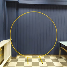 Load image into Gallery viewer, wedding props birthday party decor wrought iron circle round ring arch backdrop arch lawn artificial flower row stand wall shelf
