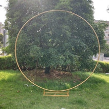 Load image into Gallery viewer, wedding props birthday party decor wrought iron circle round ring arch backdrop arch lawn artificial flower row stand wall shelf
